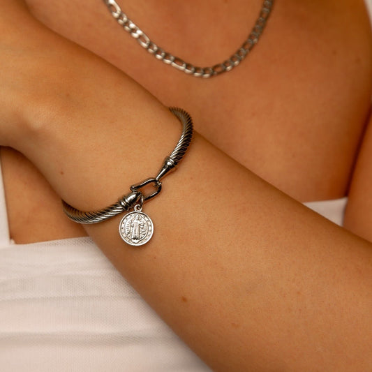 Saint Benedict Pendant Bracelet - Silver