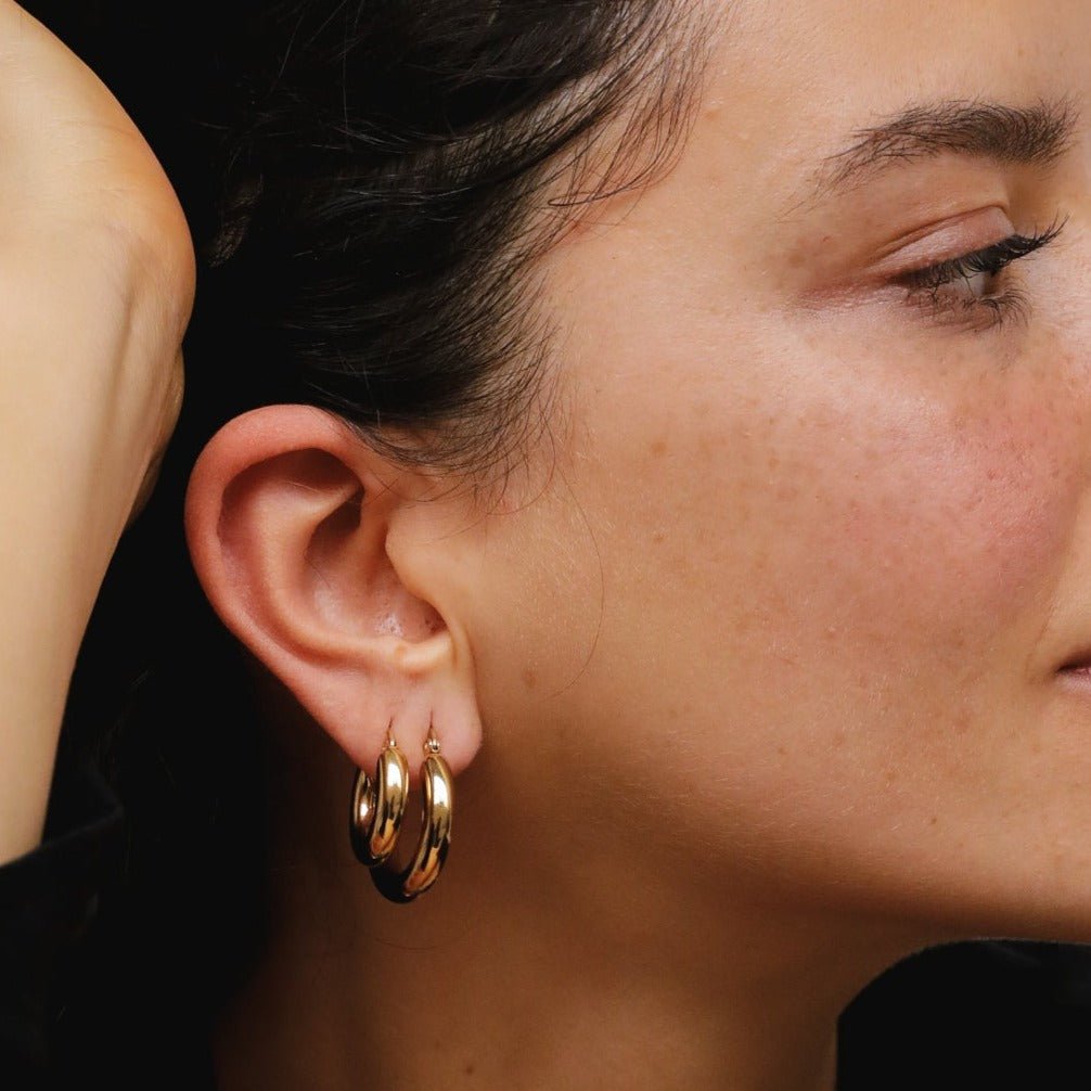 Lele G Tube Hoop Earring 18K Gold Plated