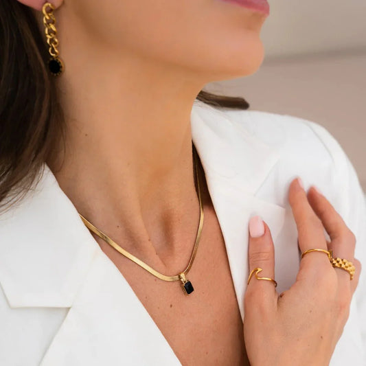 Necklace Riviera Pendant Mesh 18K Gold Plated