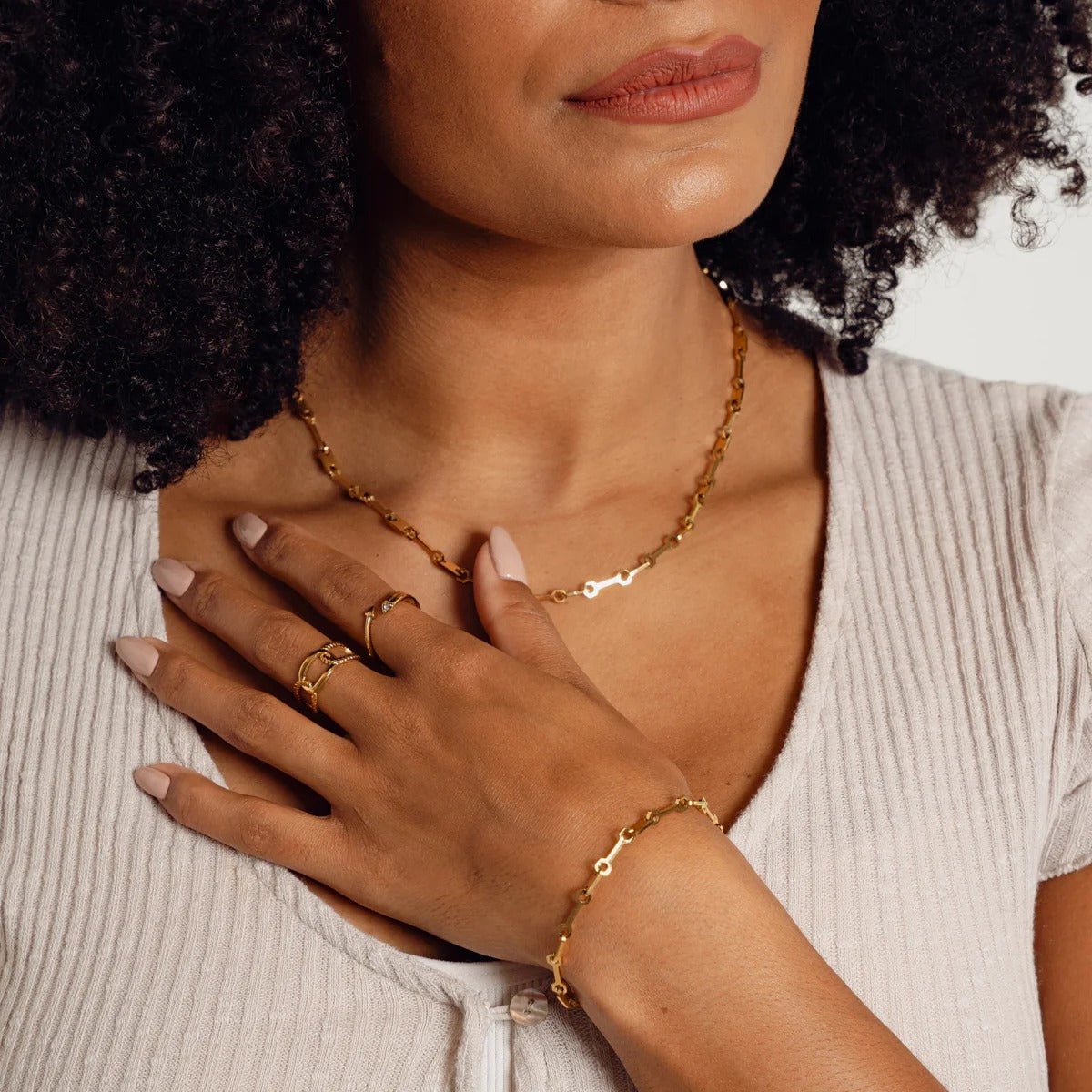 Bracelet Chain Links Tablet 18K Gold Plated