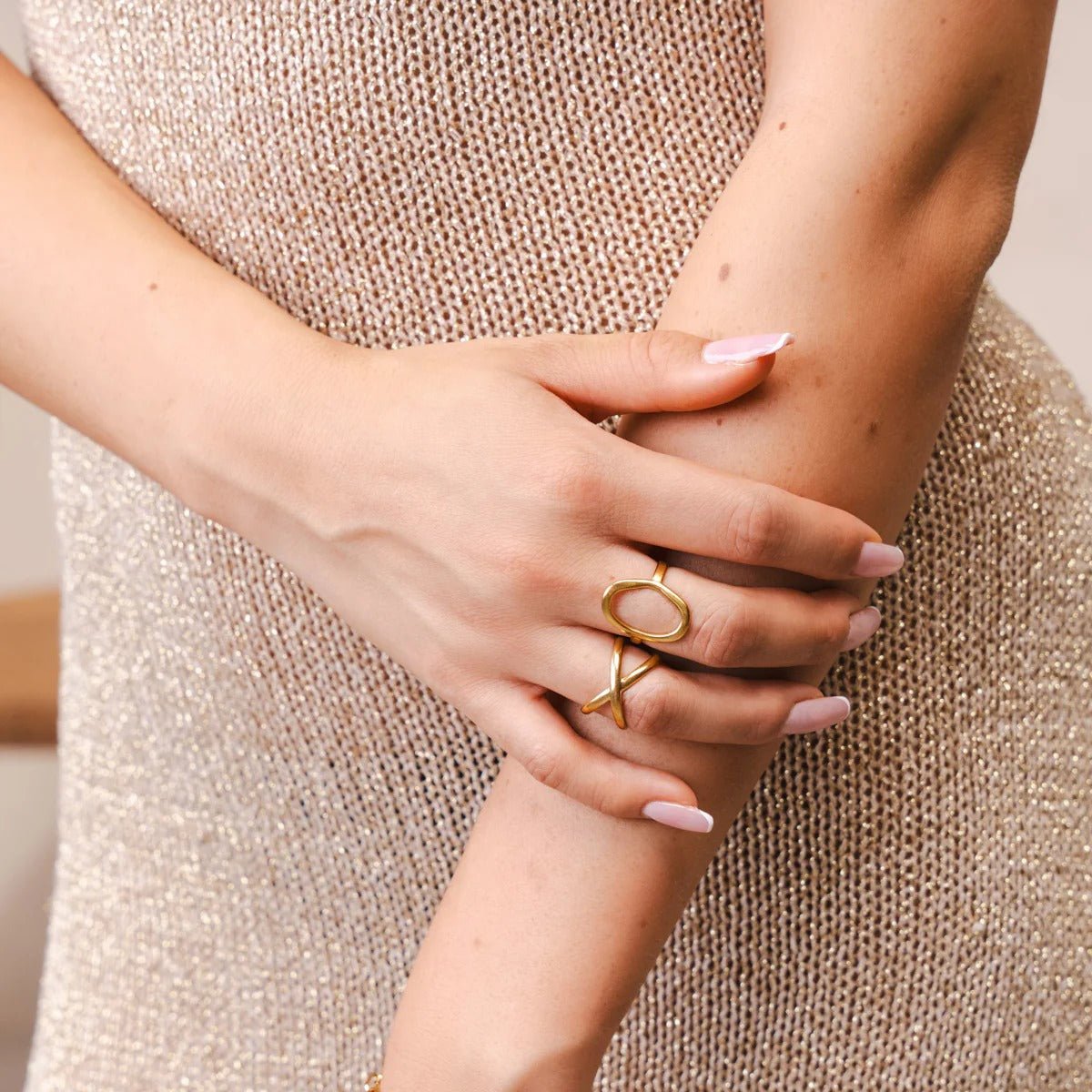 Abstract Organic Contour Ring 18K Gold Plated