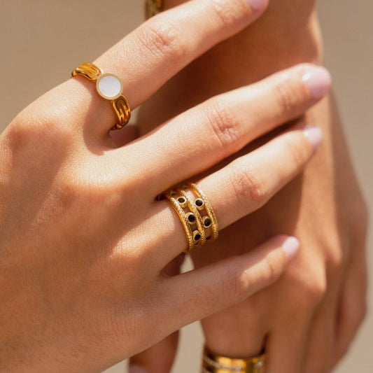 Ring Athena Mother of Pearl Stone 18K Gold Plated