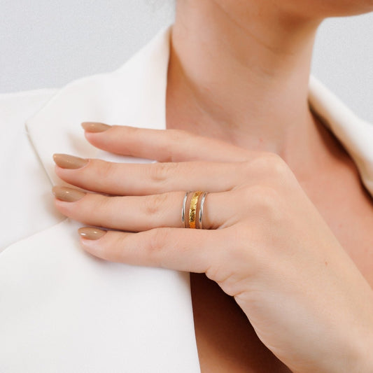 Ring Aura Adjustable with Mixed Gold and Silver Finish