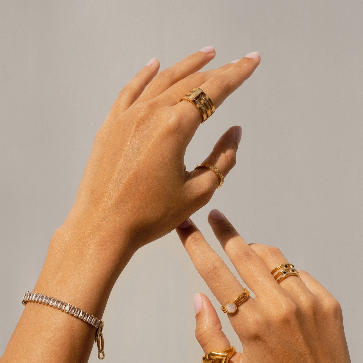 Ring Caviar Stack 18K Gold Plated
