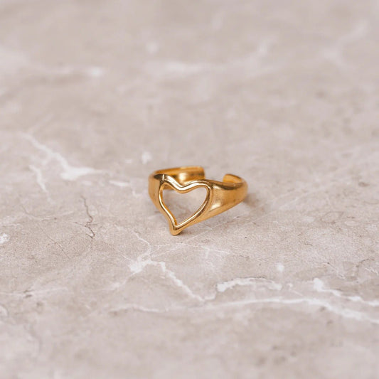Ring Heart Abstract Adjustable 18K Gold Plated