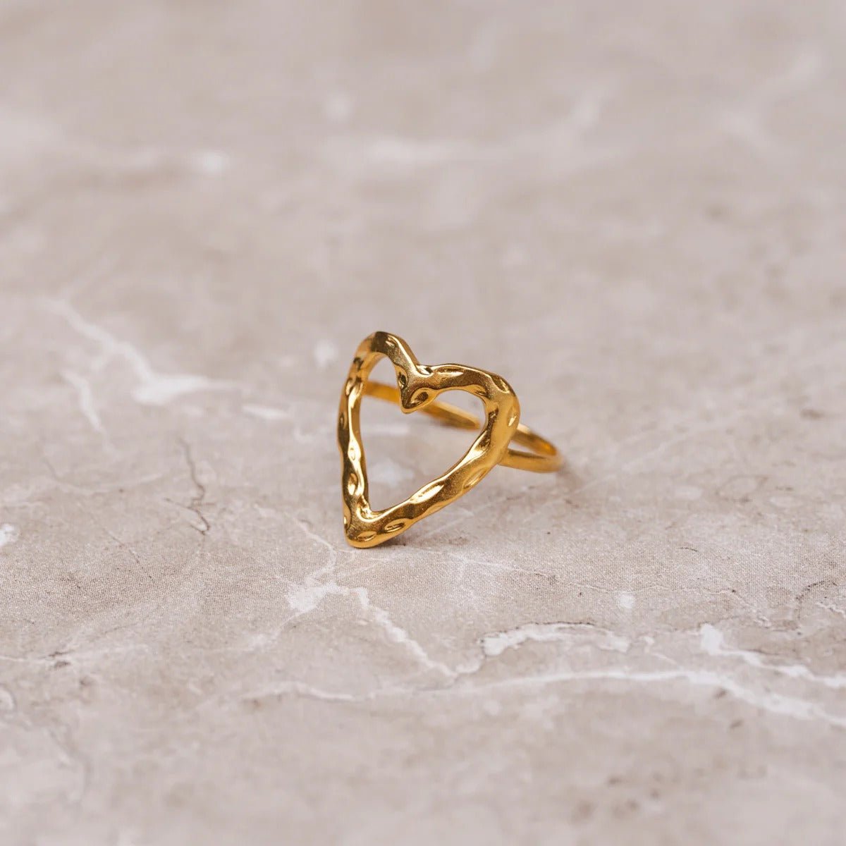 Ring Heart Organic Adjustable 18K Gold Plated