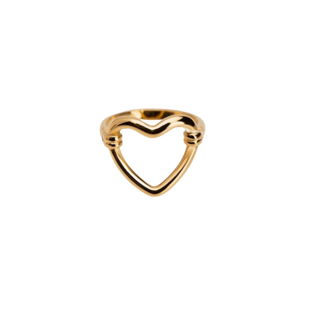 Hollow Heart Ring 18K Gold Plated