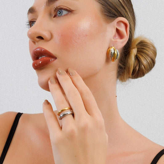 Ring Duality Adjustable with Mixed Gold and Silver Finish