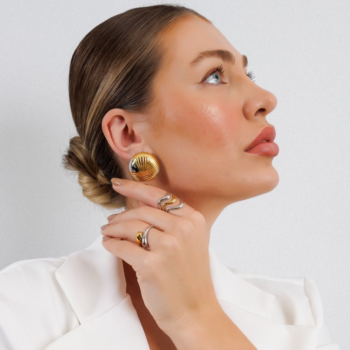 Ring Ondas Adjustable with Mixed Gold and Silver Finish