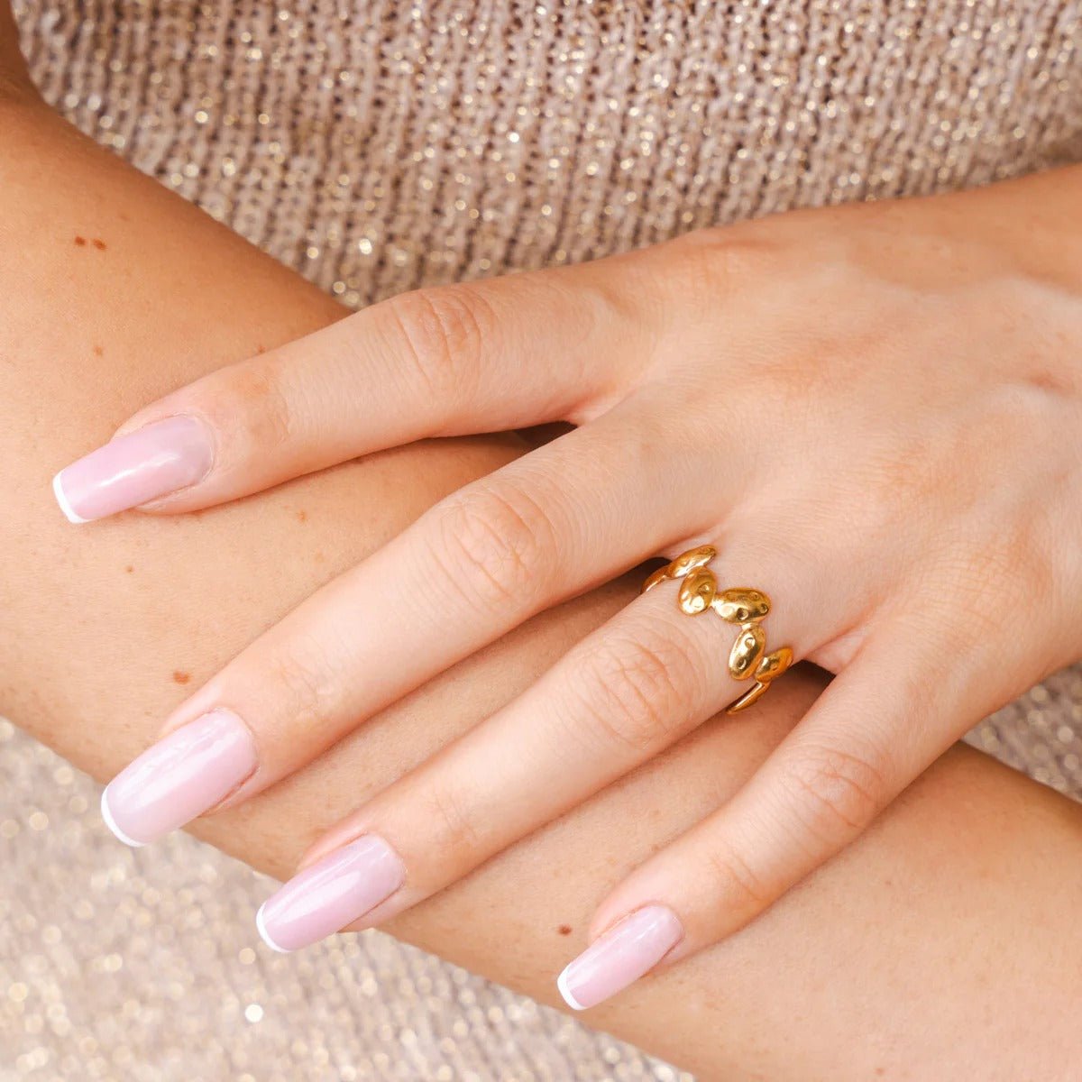 Textured Adjustable Organic Ring 18K Gold Plated