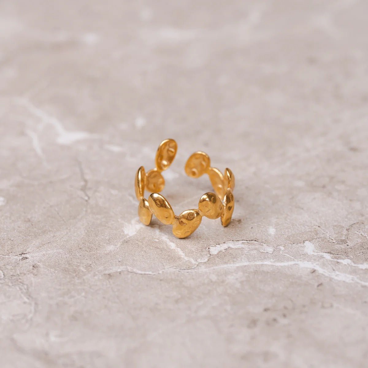 Textured Adjustable Organic Ring 18K Gold Plated