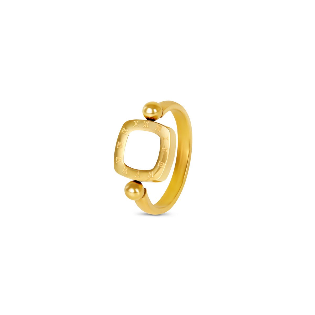 Ring Square Charm Spinning 18K Gold Plated