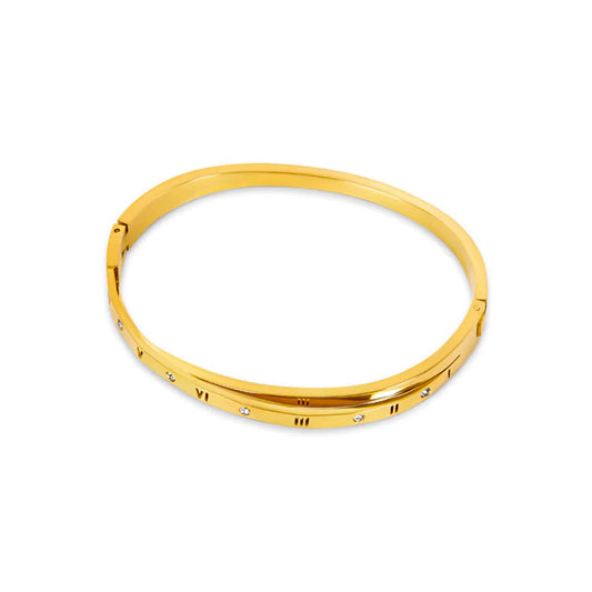 Intertwined Roman Numerals Bracelet 18K Gold Plated
