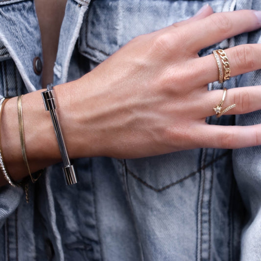 Bracelet Screw Cuff - Silver