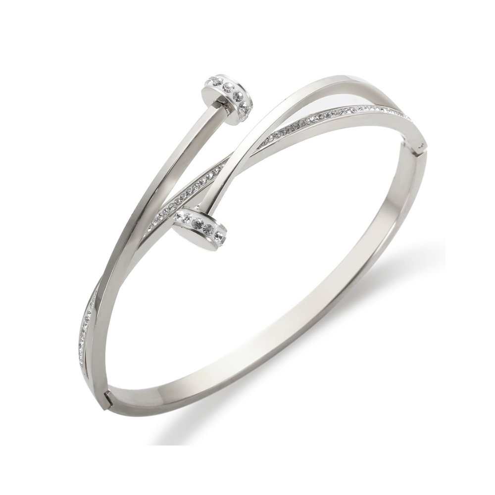 18K Gold Plated Zirconia Nail Bracelet