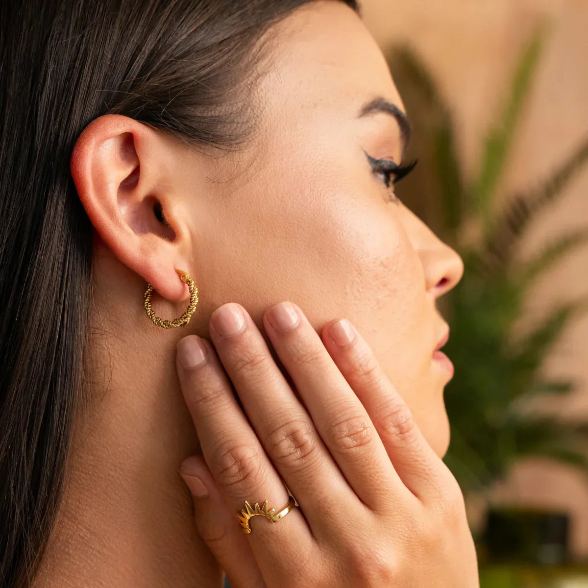Earring Hoop Twist 18K Gold Plated