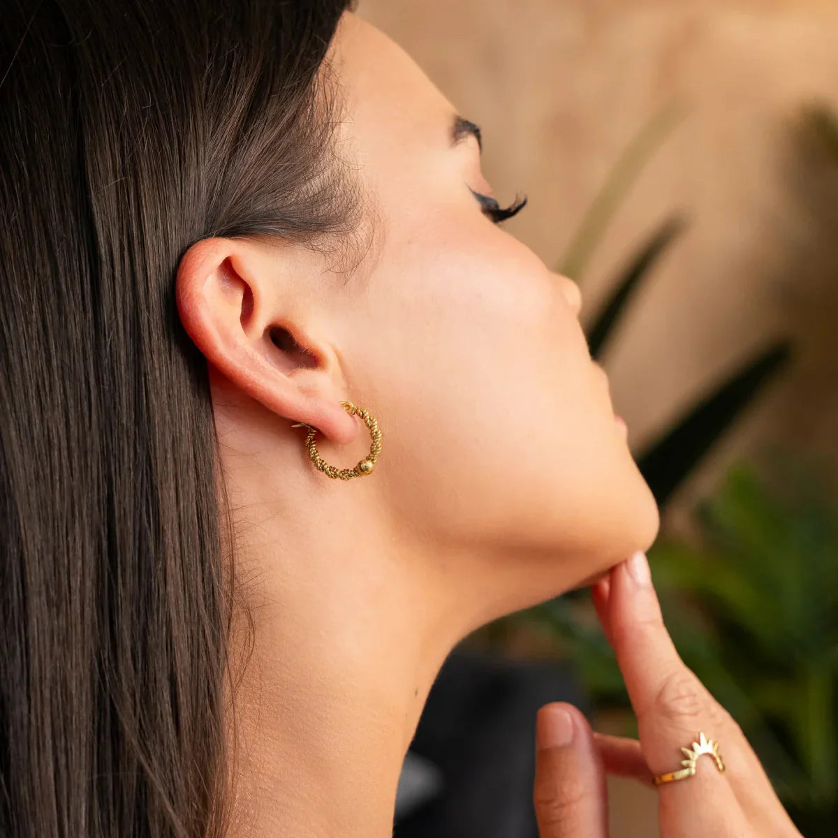 Earring Hoop Twist 18K Gold Plated
