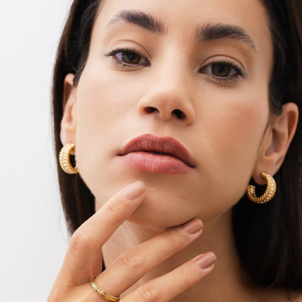 18k Gold-Plated Date Hoop Earring