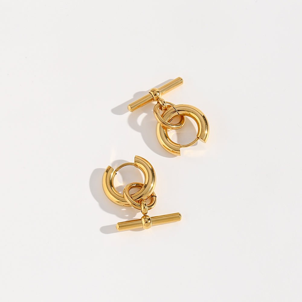 T-Bar Earring 18K Gold Plated