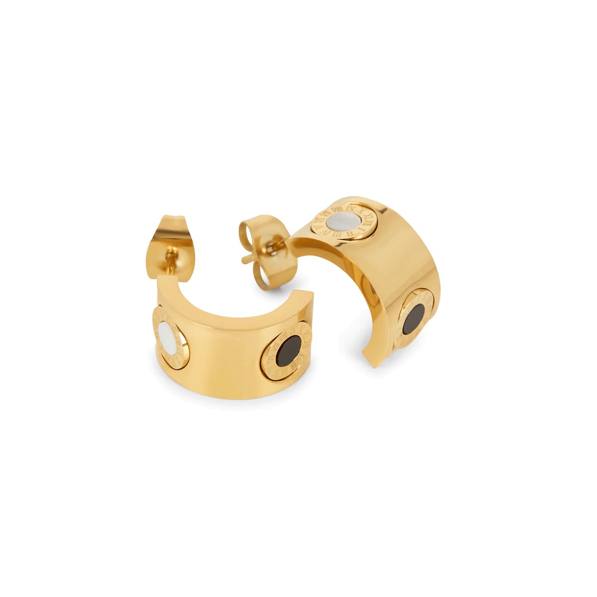 Earring Spinning Roman Numeral 18K Gold Plated