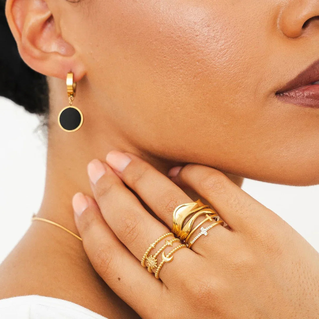 Noir Pendant Earring Gold-Plated 18k