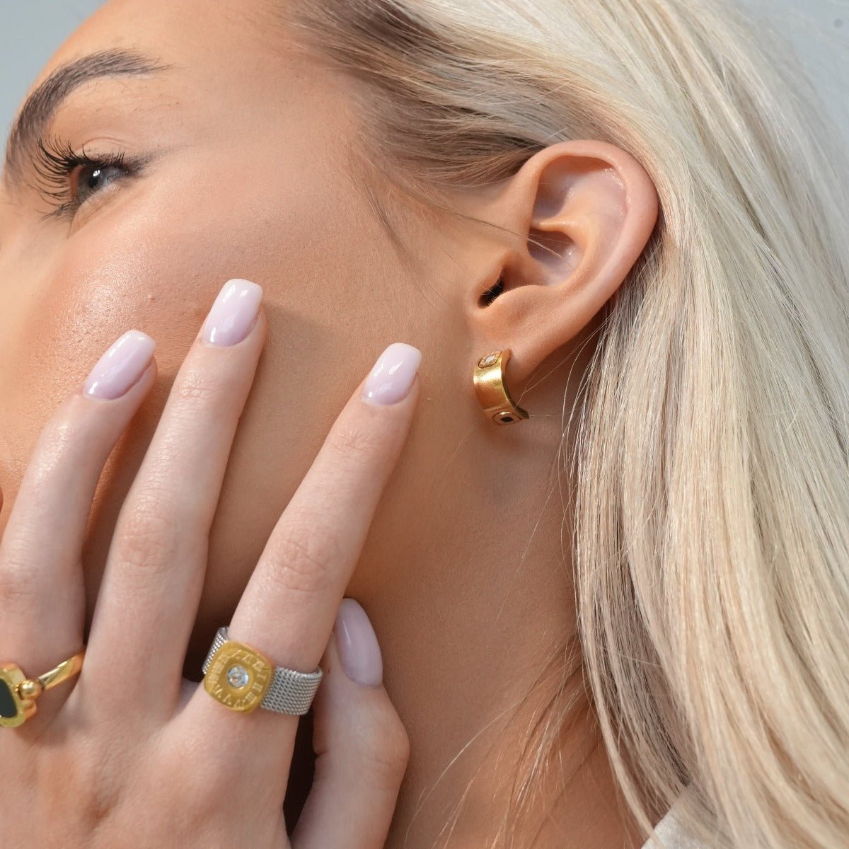 Earring Square Charm 18K Gold Plated