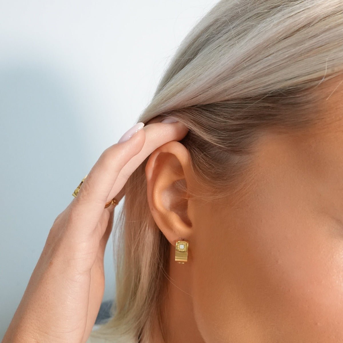 Earring Square Charm 18K Gold Plated
