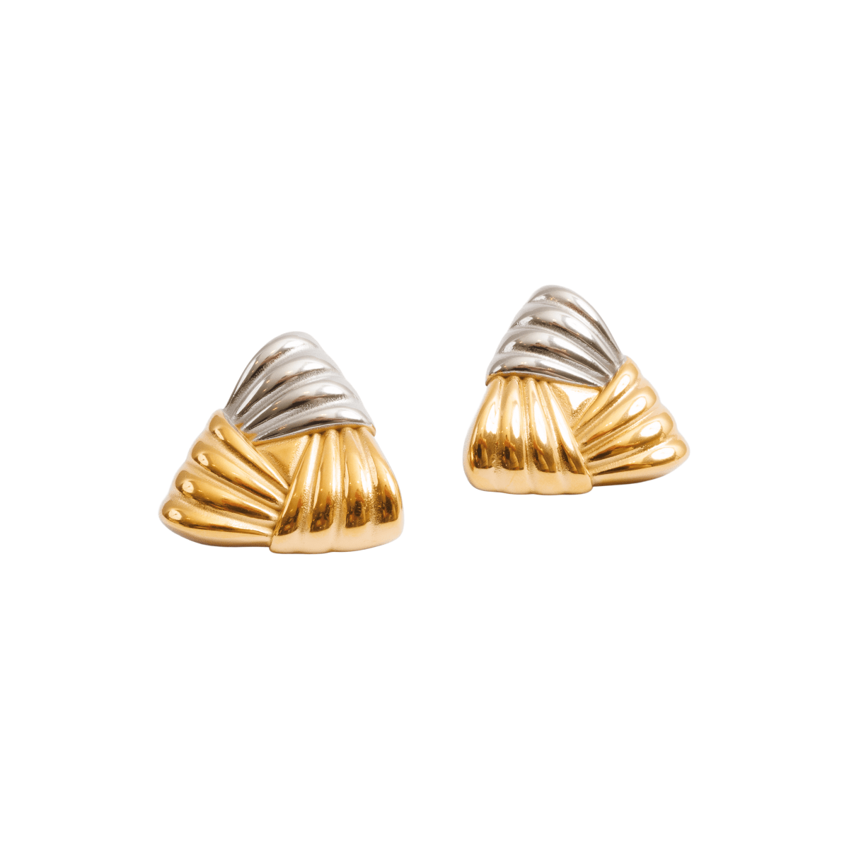 Earring Triad Shine with Mixed Gold and Silver Finish