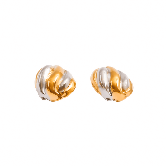 Earring Twist Essence with Mixed Gold and Silver Finish