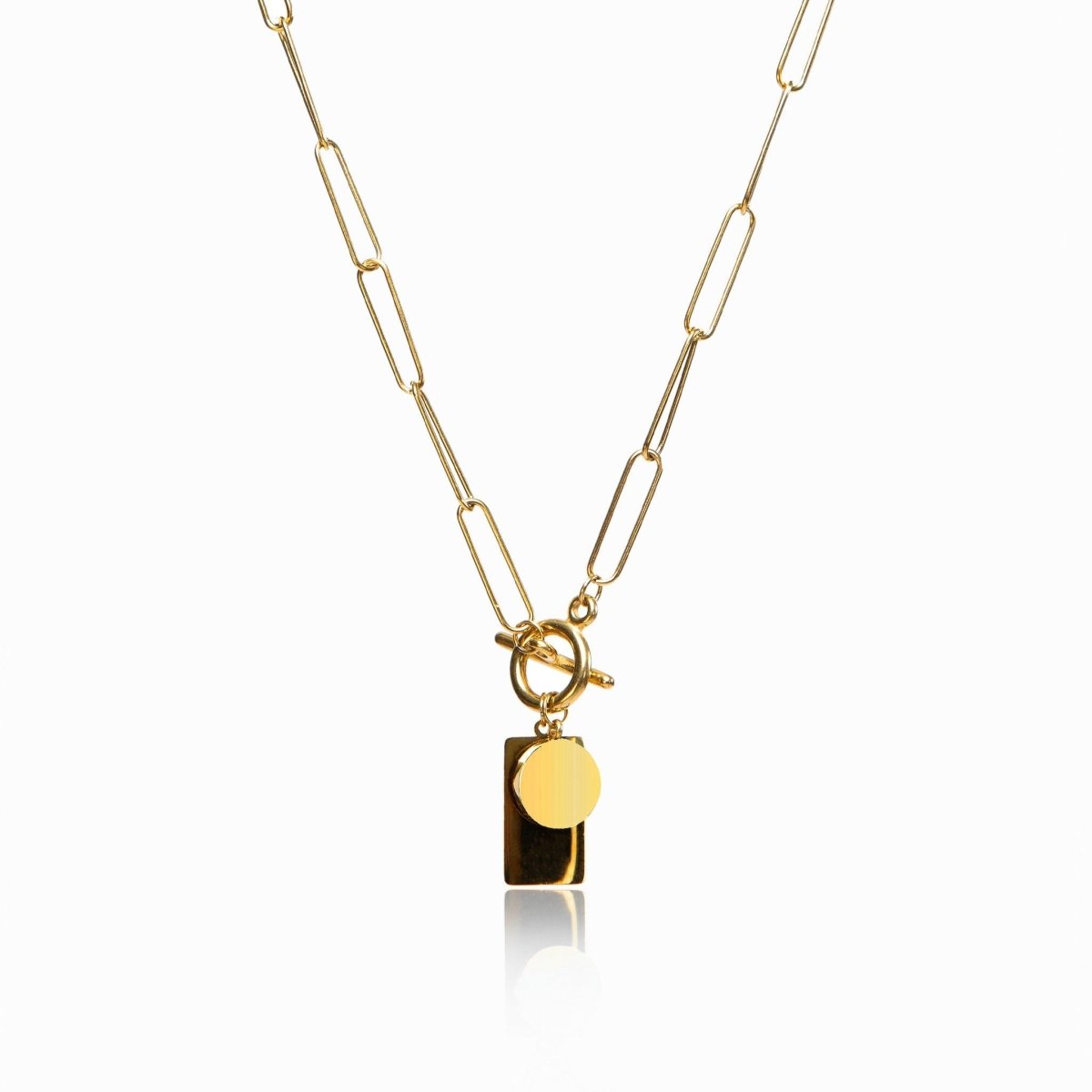 Necklace Geometric Smooth Pendant Chain 18K Gold Plated