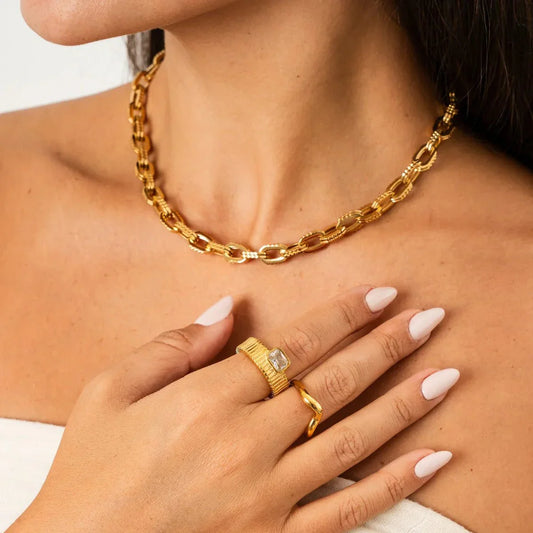 Necklace Links Chunky 18K Gold Plated