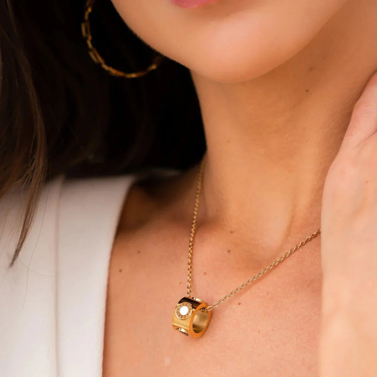 Necklace Spinning Roman Numeral 18K Gold Plated