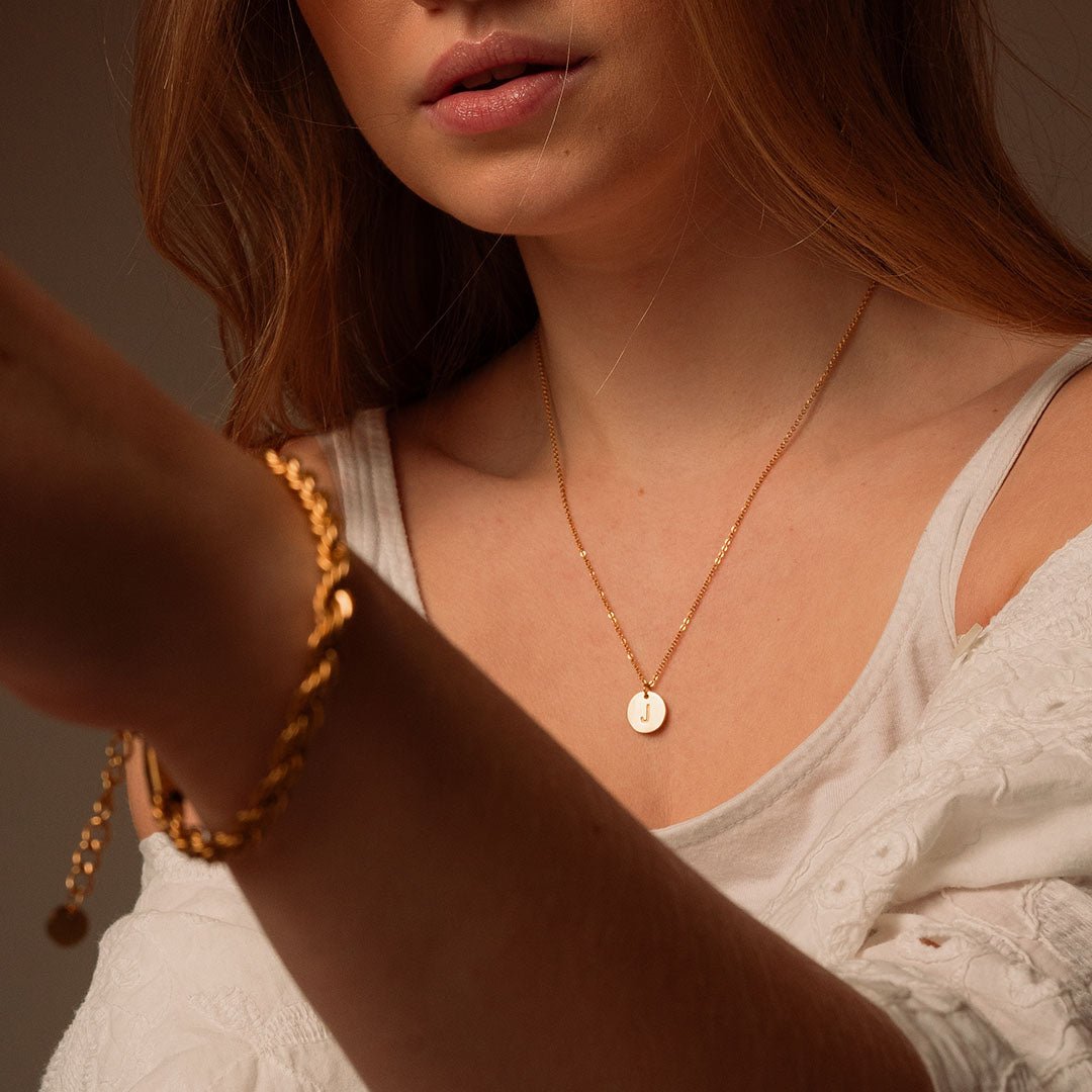 Necklace Letter Initial Minimalist 18K Gold Plated