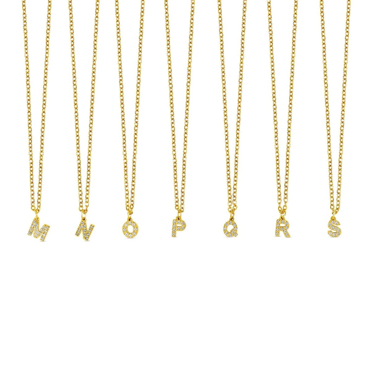 Necklace Letter Initial Stone 18K Gold Plated