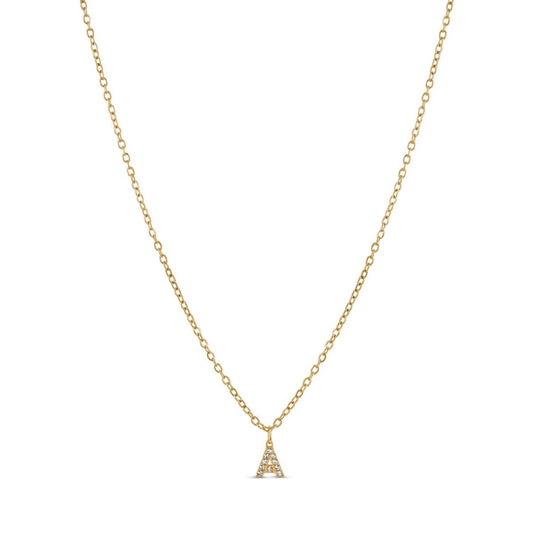 Necklace Letter Initial Stone 18K Gold Plated