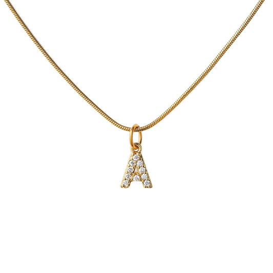 Necklace Letter Initial Zirconia 18K Gold Plated