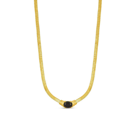 Necklace Mesh Onyx Stone 18K Gold Plated