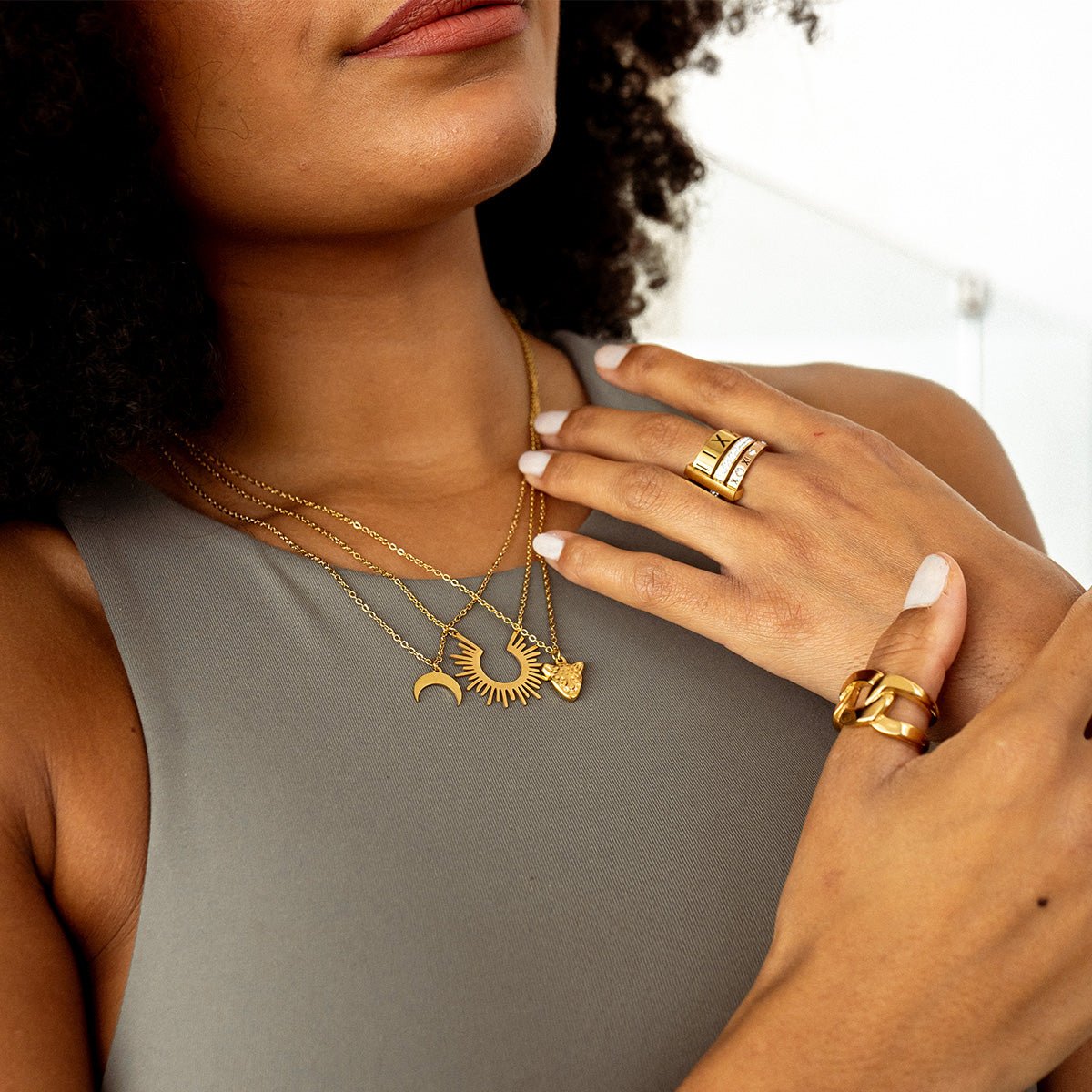 Necklace Spike Pendant 18K Gold Plated