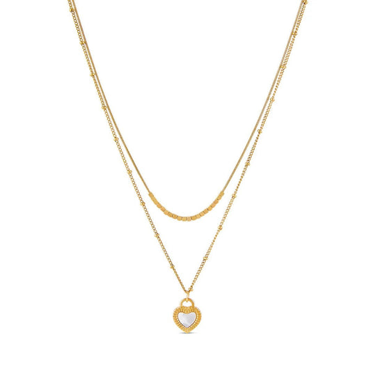Mixes Heart Marbled Necklace 18K Gold Plated