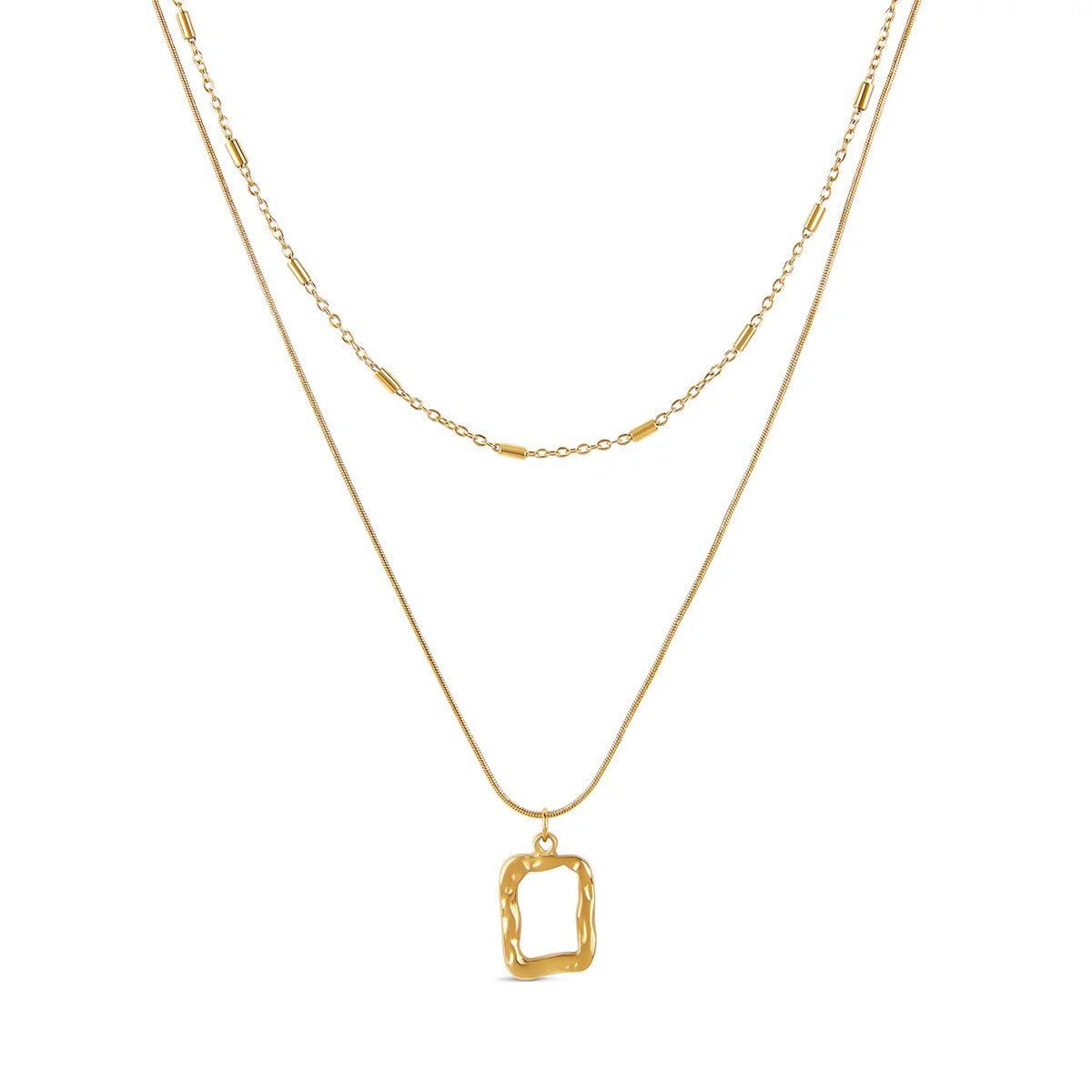 Necklace Mixes Pendant Abstract 18K Gold Plated