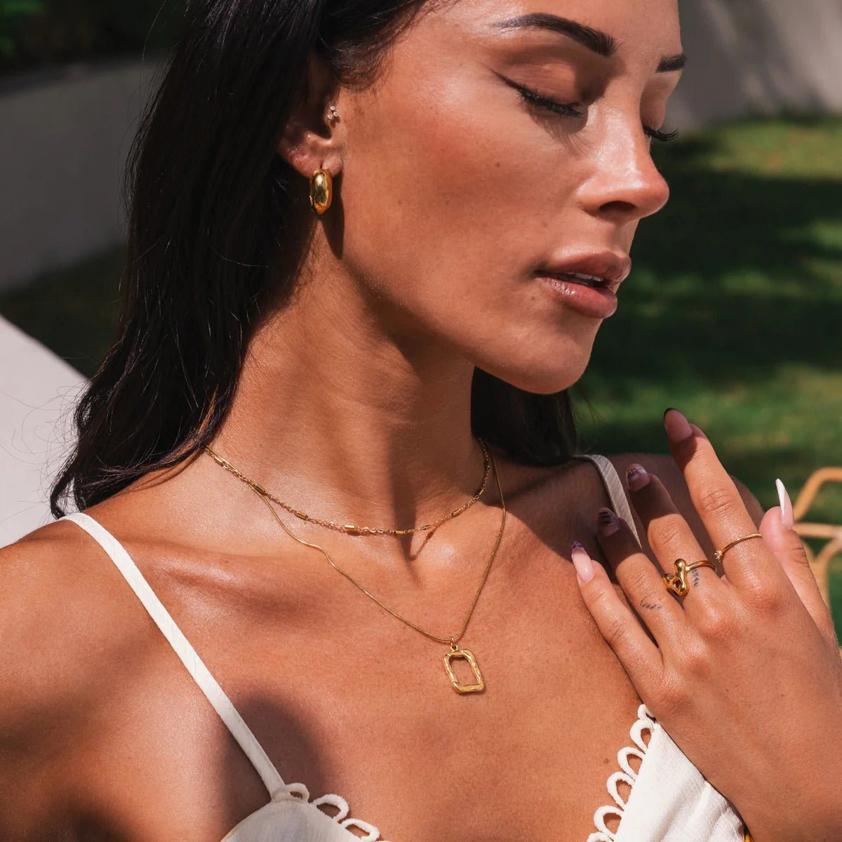 Necklace Mixes Pendant Abstract 18K Gold Plated