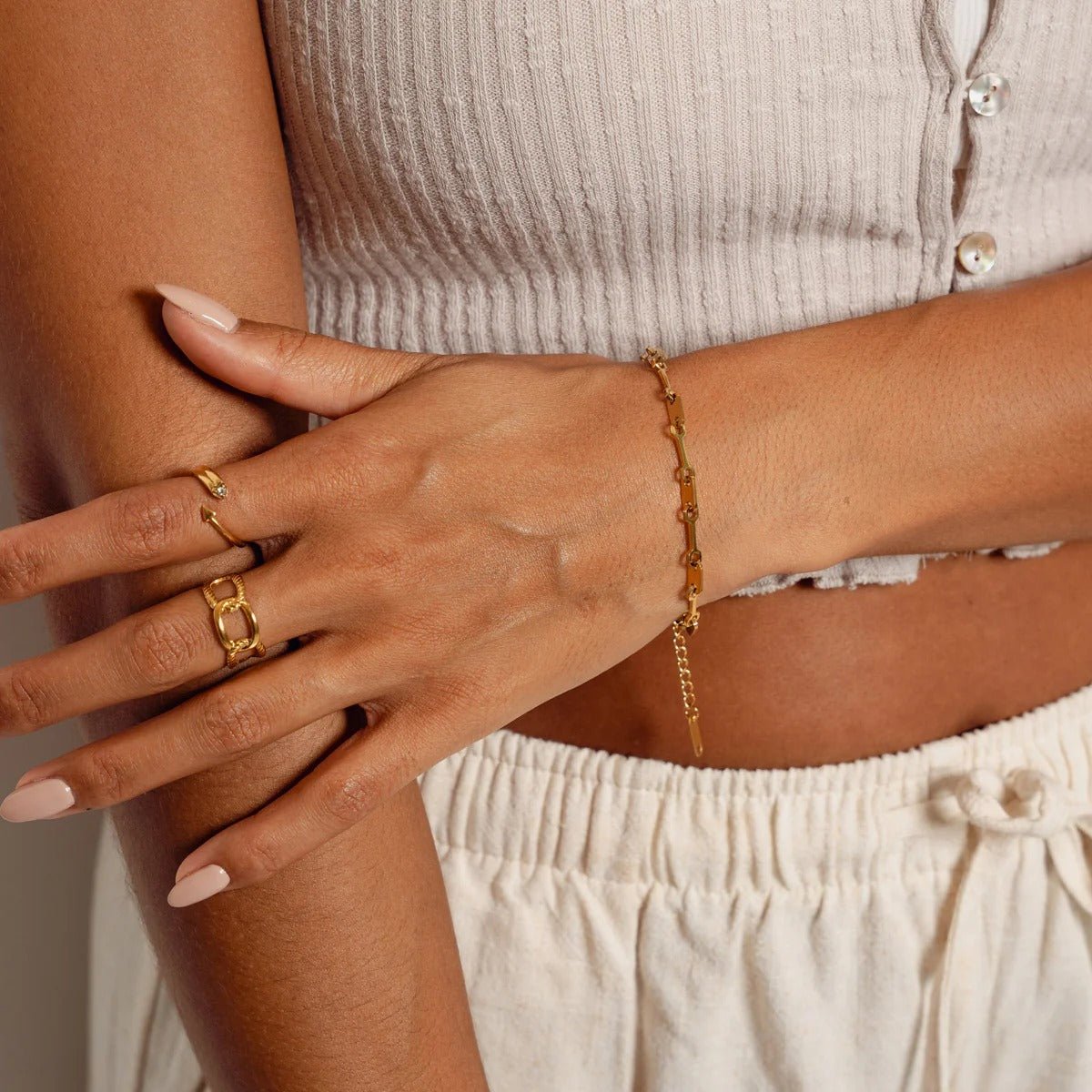 Bracelet Chain Links Tablet 18K Gold Plated