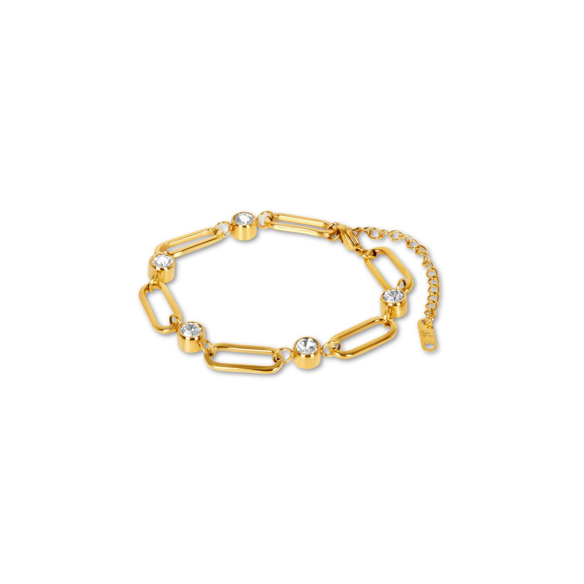 Crystal Link Bracelet 18K Gold Plated