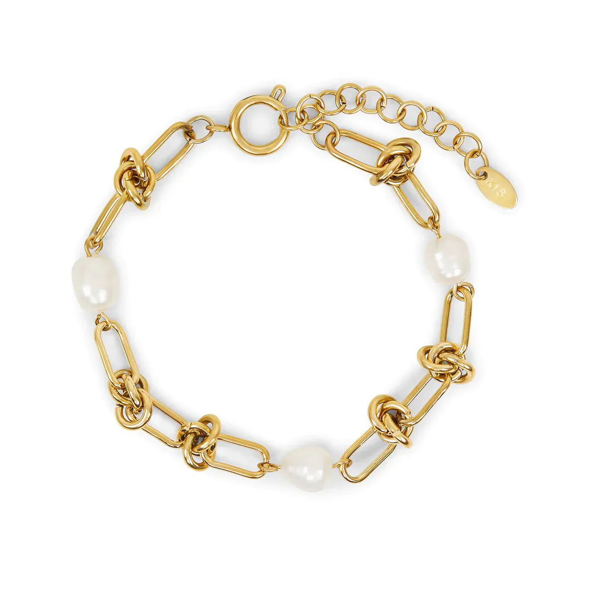 Knot and Pearls Bracelet 18K Gold Plated