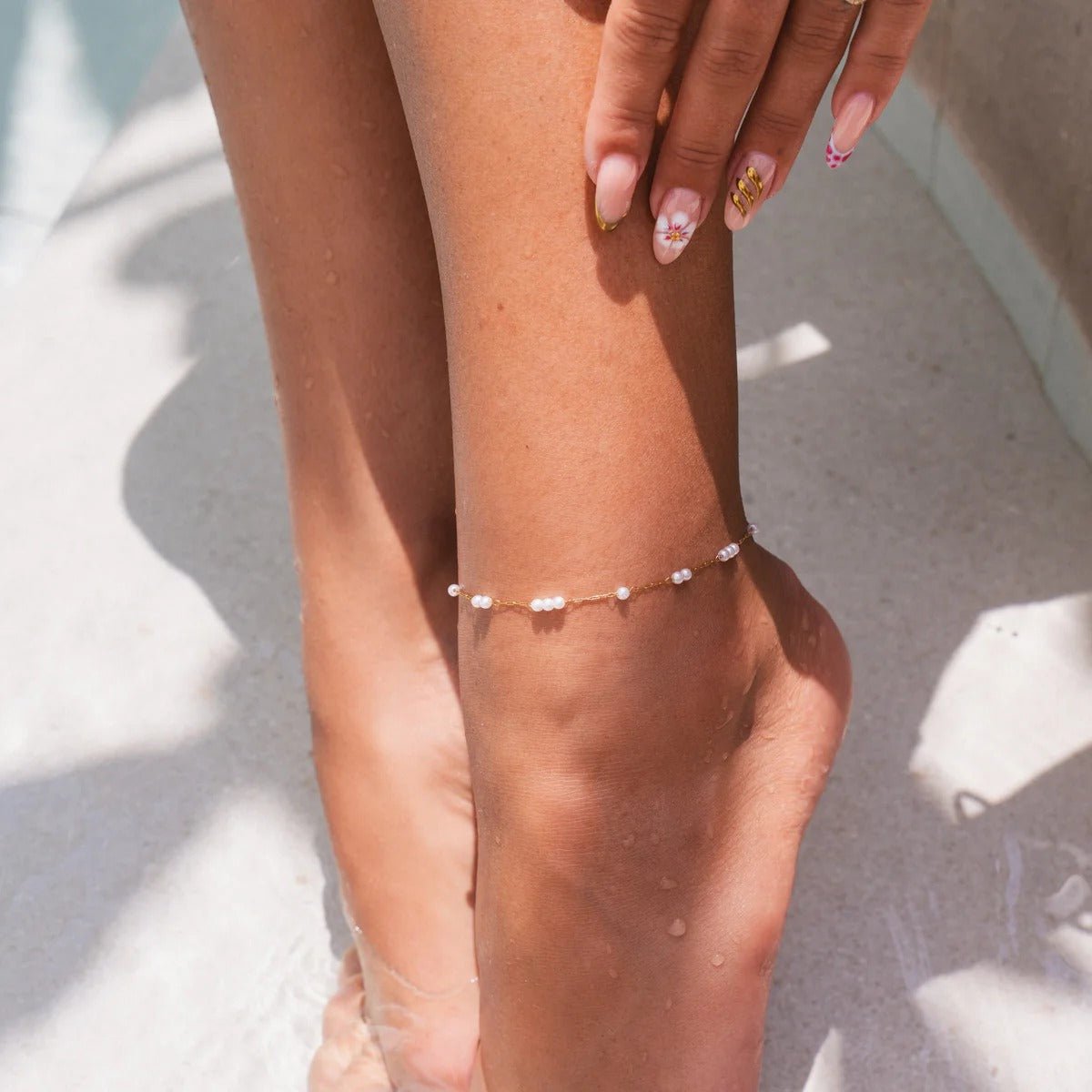 Anklet Pearl Delicate 18K Gold Plated